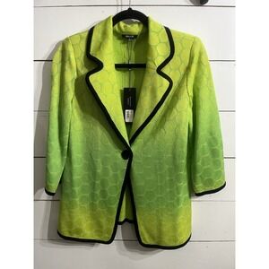 NEW Misook Tailored Fit Women's Lime Green Yellow Jacket XS Designer